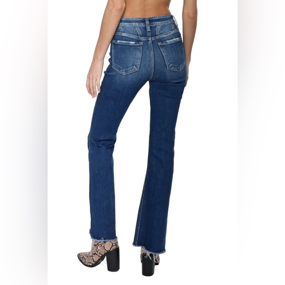 Flying Monkey Super High Rise Detailed Raw Hem Flare Jeans sz 30 - Picture 2 of 15